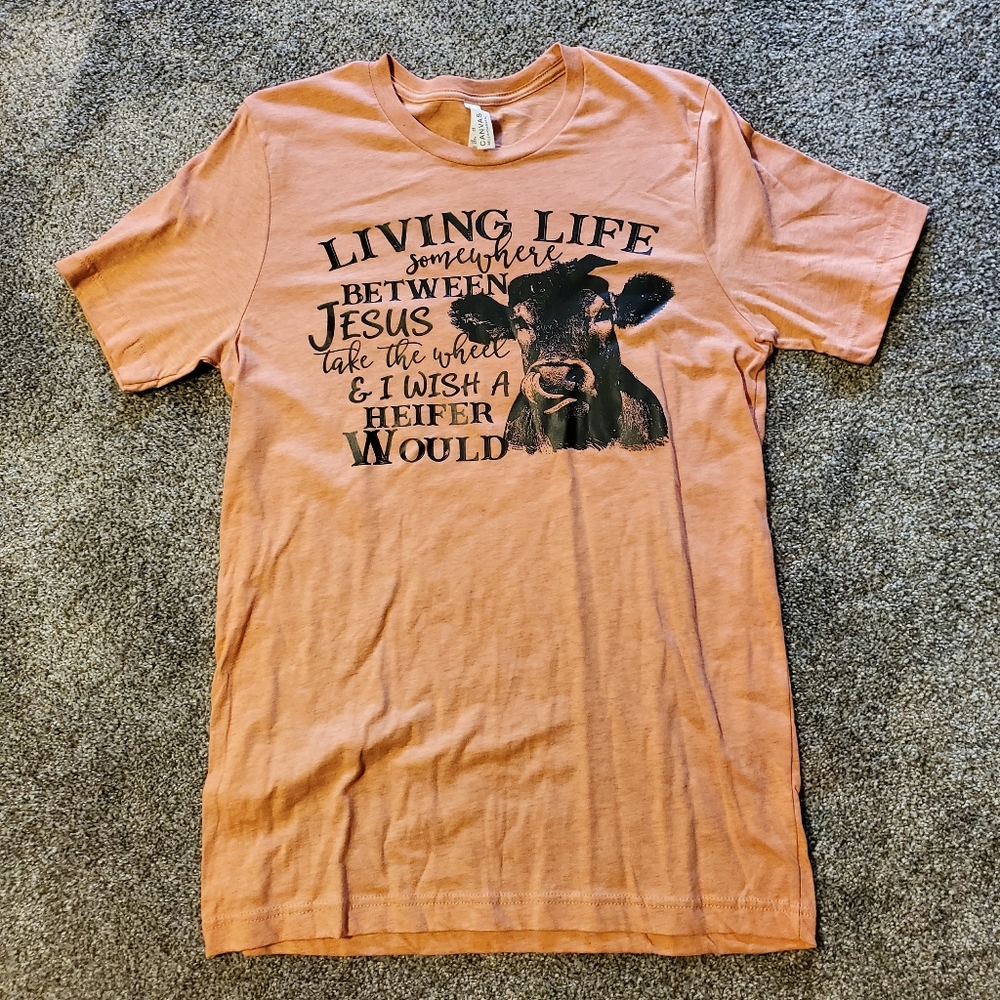 NEW Screenprinted T-Shirt "Wish A Heifer Would" Cow Bella Canvas